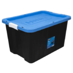 27 Gal Heavy Duty Latching Black Plastic Storage Tote Box