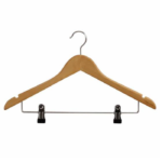 Decotel Light Wood Hooked Skirt Hanger with Clips