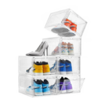 Stackable Clear Shoe Organizer Cabinet,6 Pack